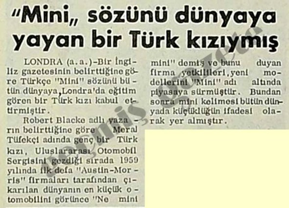 The title reads: 'A Turkish girl popularized the word 'Mini' around the world'
